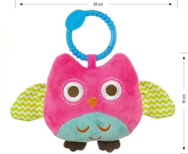 Závesná plyšová hračka Happy owl 2552 ružová