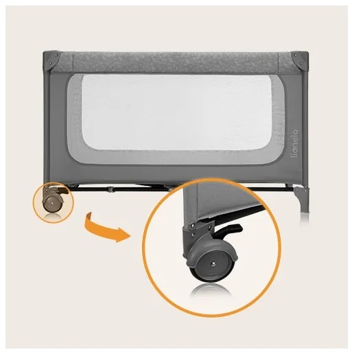 Lionelo - cestovná postieľka JASMIN EASY FOLD sivý kameň