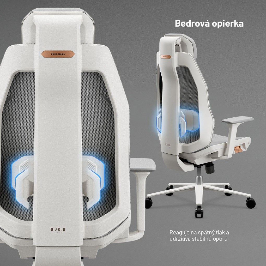 Ergonomická kancelárska stolička, svetlosivá: Diablo V-Flash Light Grey
