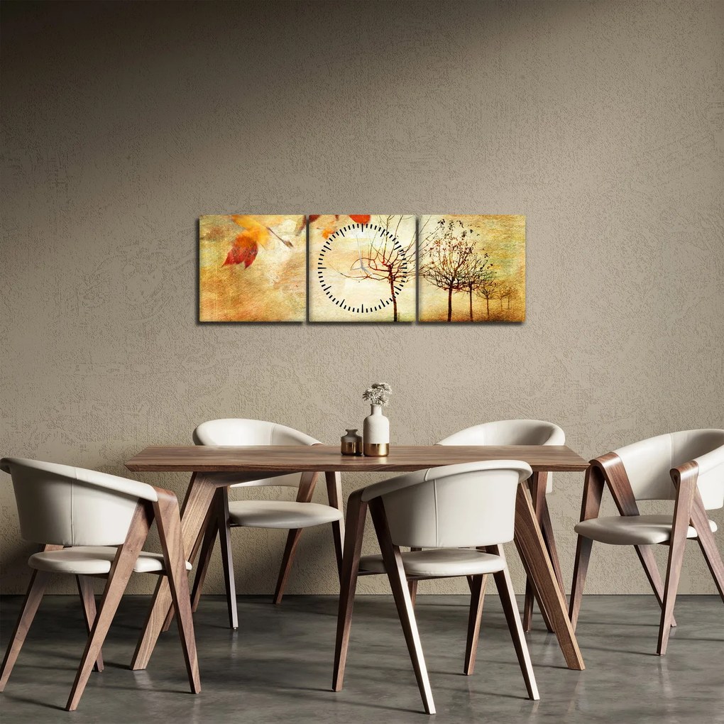 Obraz - Jesenná nálada (s hodinami) (90x30 cm)