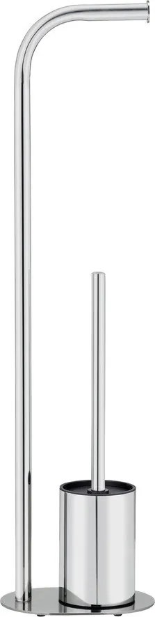 Stojan na toaletný papier s kefou z nehrdzavejúcej ocele v lesklo striebornej farbe Levante – Wenko