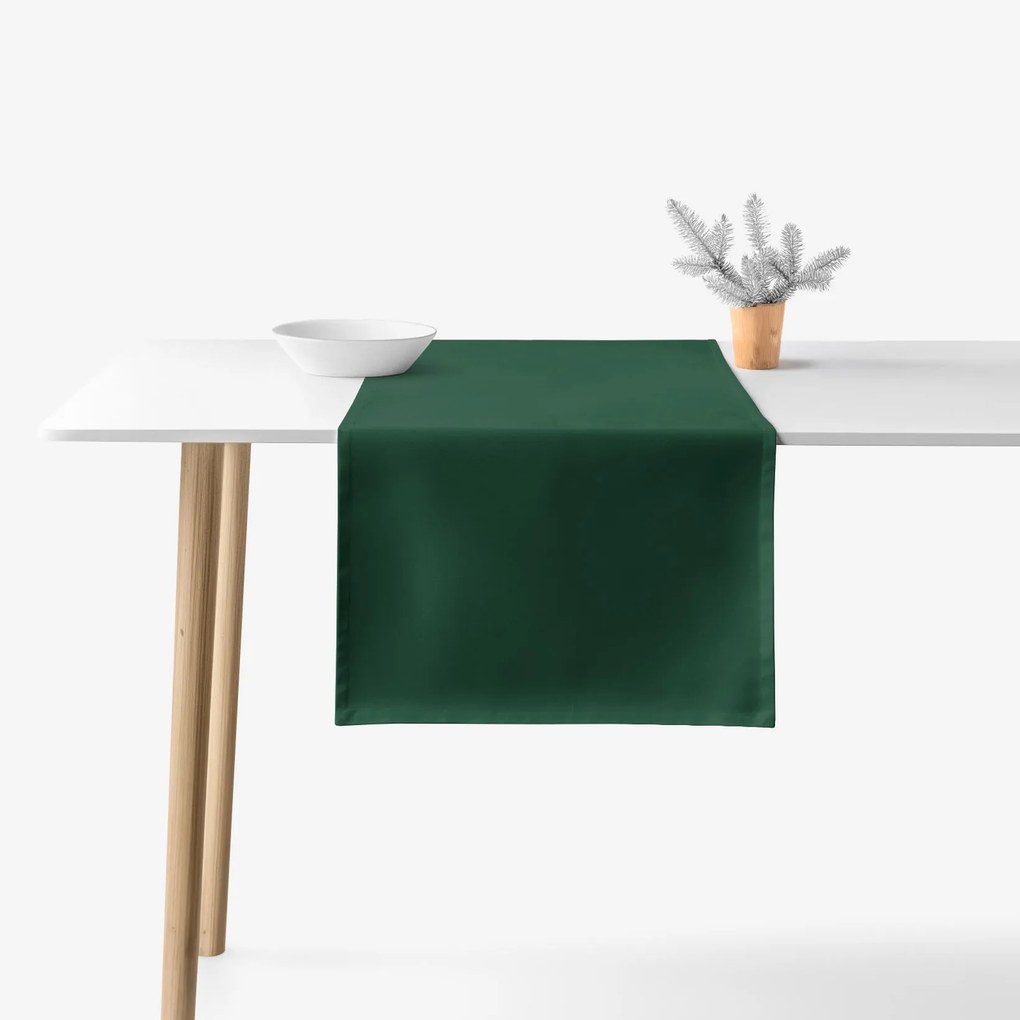 Goldea behúň na stôl 100% bavlnené plátno - tmavo zelený 35x120 cm