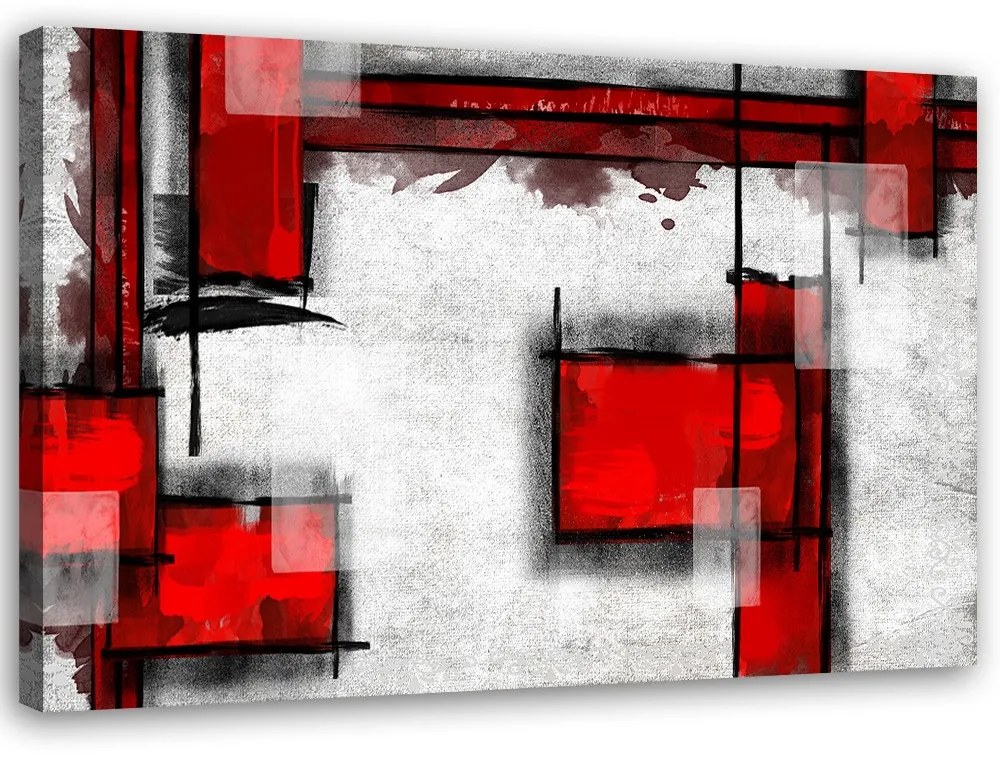 Gario Obraz na plátne Geometrická abstrakcia v červenej farbe Rozmery: 90 x 60 cm