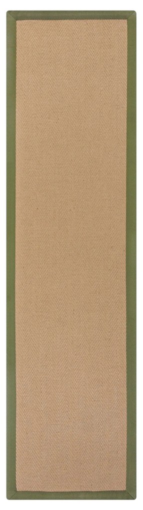 Flair Rugs, Behúň Herringbone Border Kira Green, 60x230, béžová, chodba / predsieň