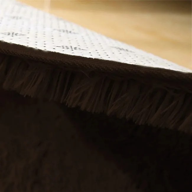 Protišmykový koberec SHAGGY tmavohnedý kruh