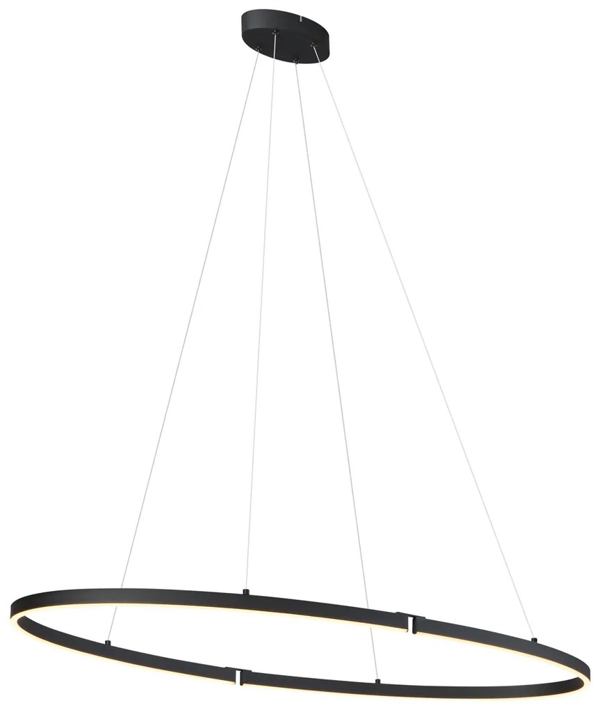 Dizajnové závesné svietidlo čierne oválne 120 cm vrátane LED 3-stupňové stmievateľné - Ovallo