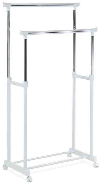 Autronic - Stojan na šaty dvojramenny s odkladačom, biela farba, kov / plast, chróm - 83488 WT