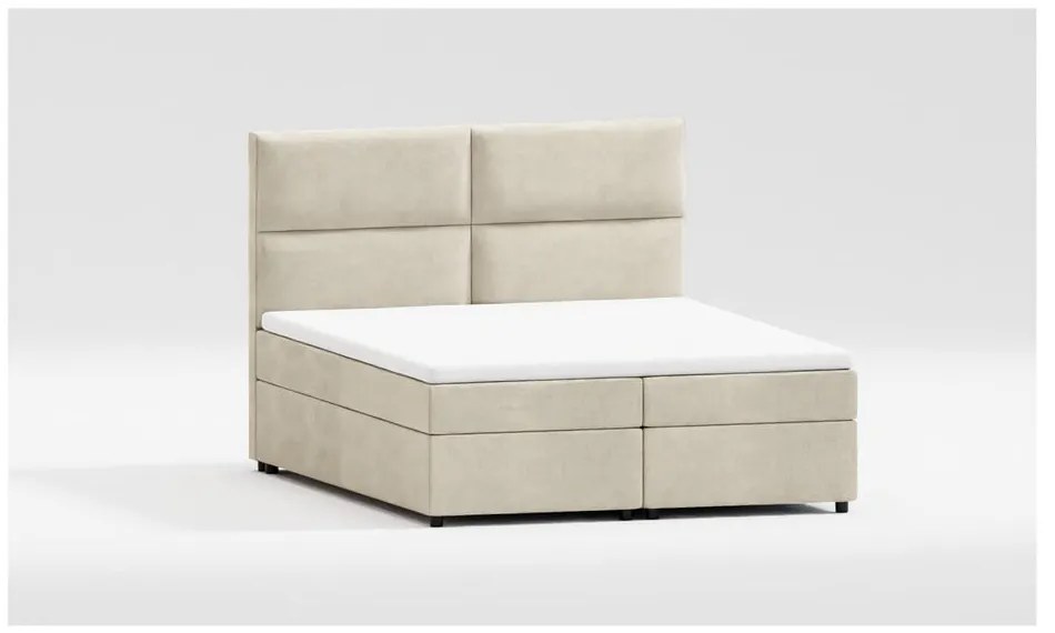 Béžová boxspring posteľ s úložným priestorom 160x200 cm Rico – Ropez