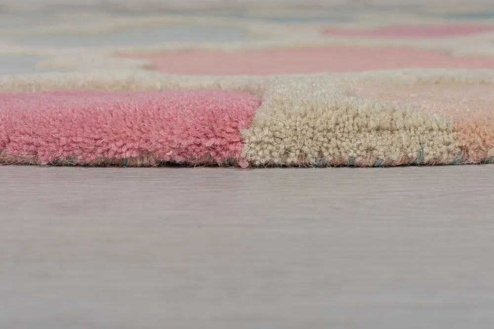 Flair Rugs koberce Ručne všívaný kusový koberec Illusion Rosella Pink/Blue kruh - 160x160 (priemer) kruh cm