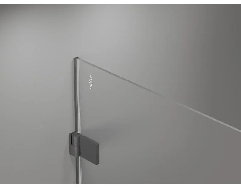 Mexen Lunar-B, výklopný sprchový kút ľavý 95 x 70 cm, 8mm číre sklo, grafitový profil, 832-095-070-95-00-L