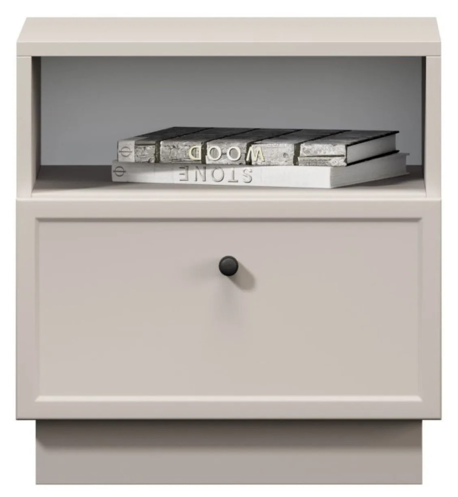 Nočný stolík Lorini 45 cm na sokli - kašmírová / čierna úchytka G