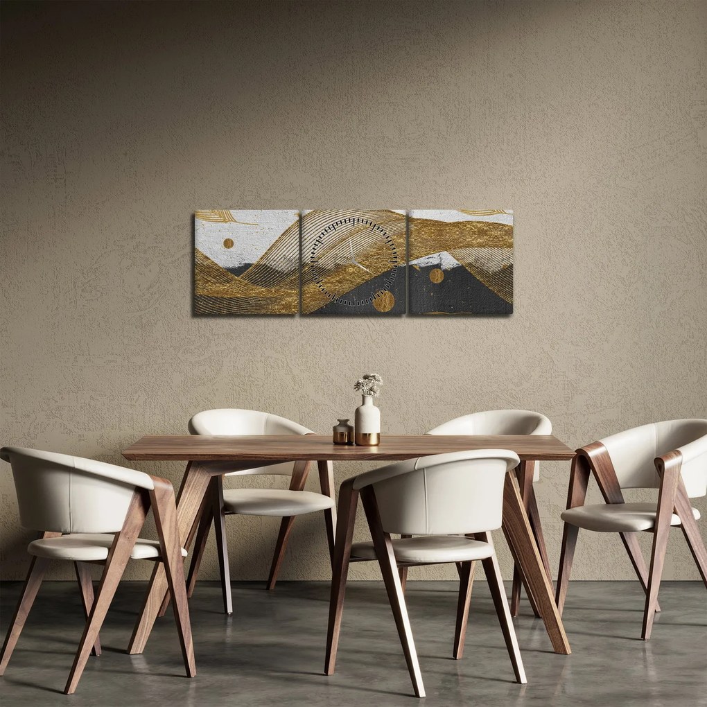 Obraz - Zlaté pierka (s hodinami) (90x30 cm)