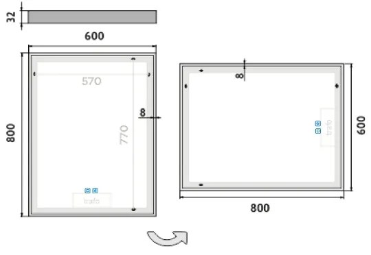 NIMCO ZP 13002VX - LED Kúpeľňové podsvietené zrkadlo 3000-6500K 80x60 cm IP44