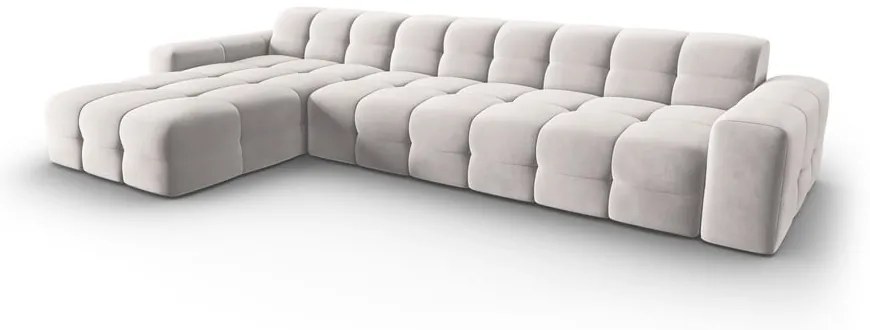 Svetlosivá zamatová rohová pohovka (ľavý roh) Kendal - Micadoni Home