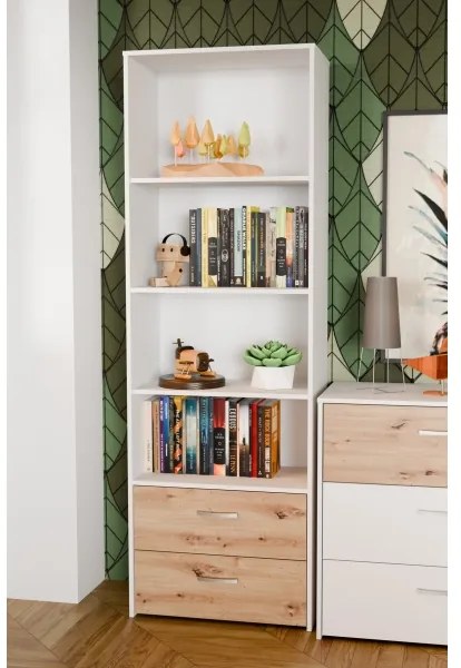 Knižnica URO dub artisan/biela