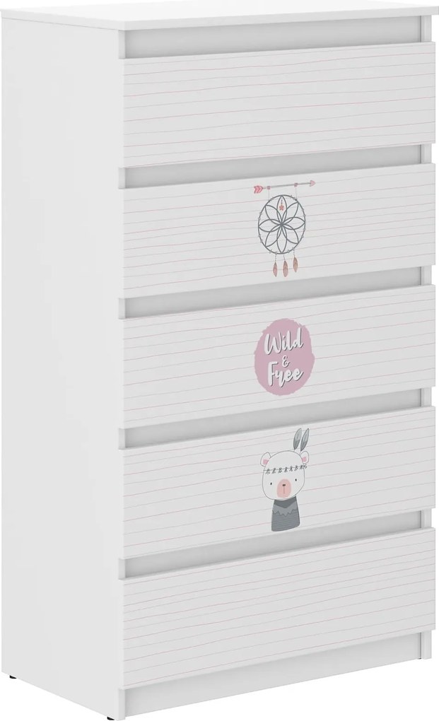 Wooden Toys Detská komoda R-5 MEDVEDÍK INDIÁN