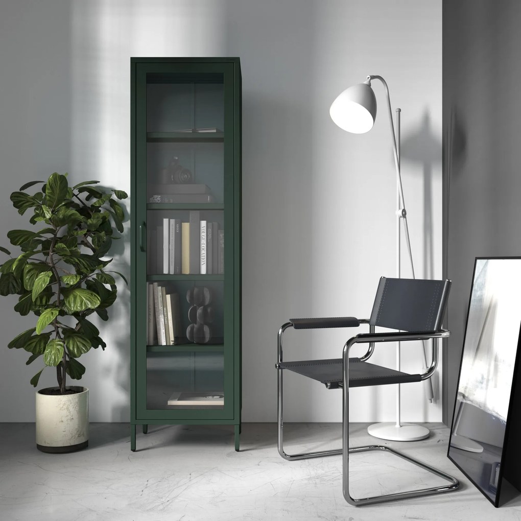 Vitrína LUIGI, 500 x 1800 x 350 mm, Modern: fľaškovo zelená