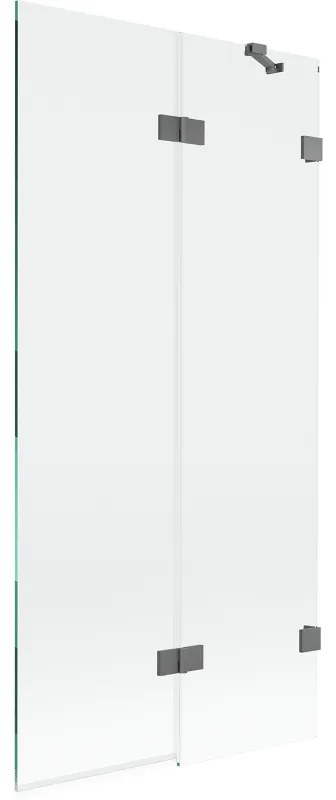 Mexen Lunar, 2-krídlová vaňová zástena pravá 90 x 150 cm, číre sklo, grafitová, 897-090-100-95-00-P