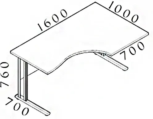Ergonomický stôl Visio 160 x 100 cm, pravý, orech