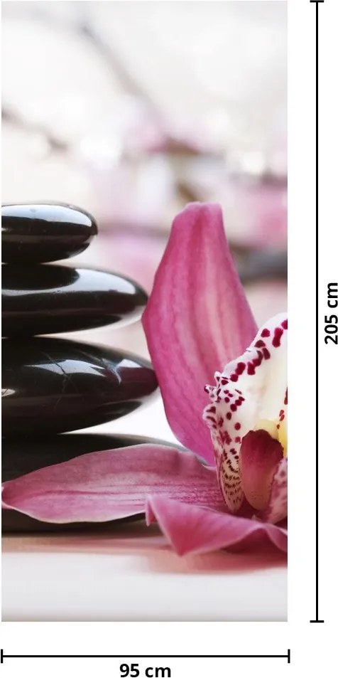 Fototapeta na dvere - Masážne kamene a orchidea (95x205cm)