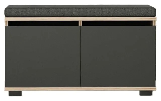 Srkinka na topánky v dekore orecha s lavicou v čierno-prírodnej farbe Drago – Kalune Design