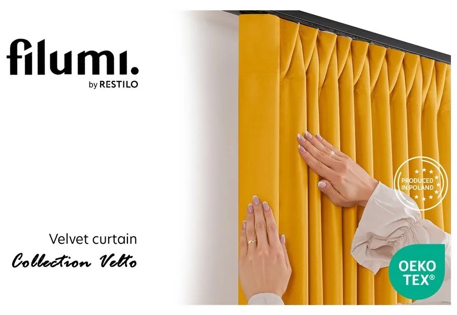 Zamatový dimout záves v horčicovej farbe 140x250 cm Velto – Filumi