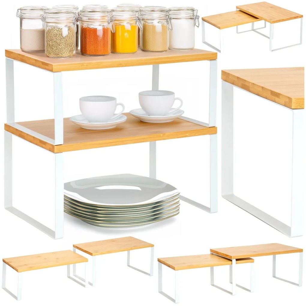 Sada 2 ks kuchyňských polic GINGER bílá/hnědá