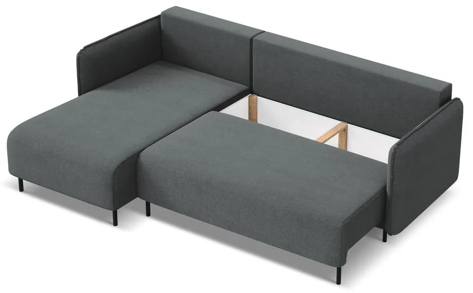 Tmavosivá rozkladacia/s úložným priestorom rohová pohovka (ľavý roh) Luana – Makamii