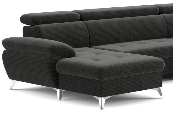 Rozkladacia rohová sedačka do U CATANIA pravá s úložným priestorom grafit