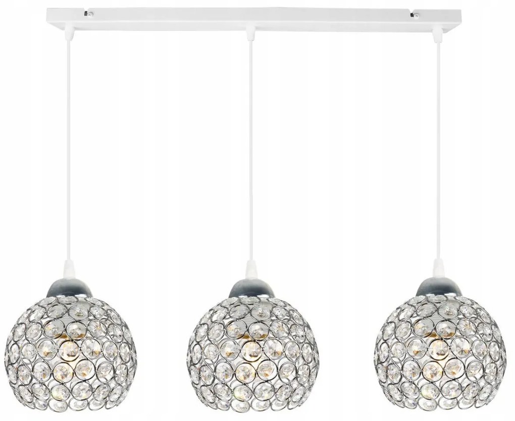 Závesné svietidlo Crystal, 3x strieborné krištáľové tienidlo, (chrómové uchytenie), w