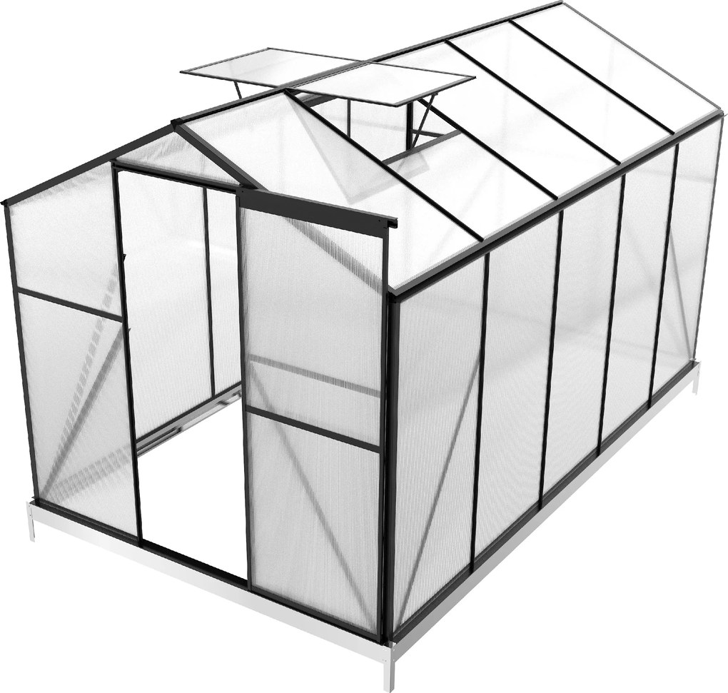 Skleník so základňou BestBerg BBGH‑1006B / 5,95 m² / 313 × 190 × 194 cm / čierna