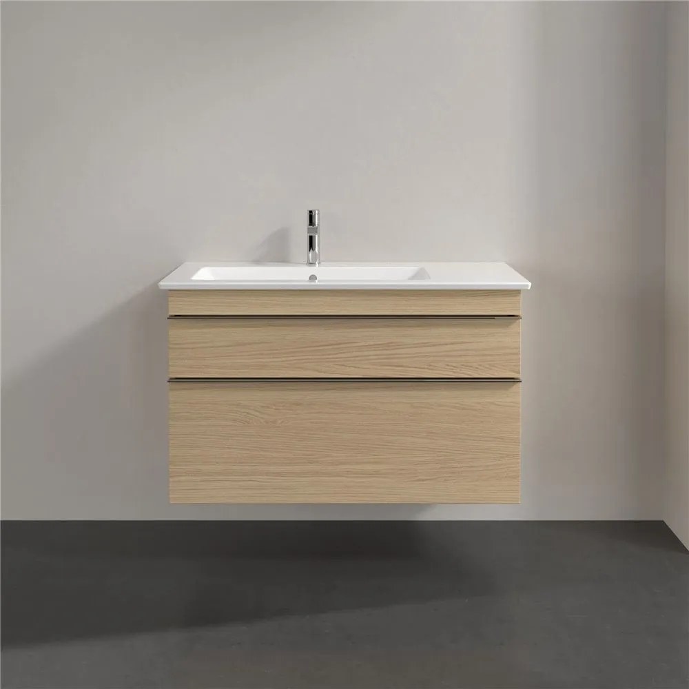 VILLEROY &amp; BOCH Venticello závesná skrinka pod asymetrické umývadlo (ľavé), 2 zásuvky, 953 x 502 x 590 mm, Nordic Oak, A92701VJ