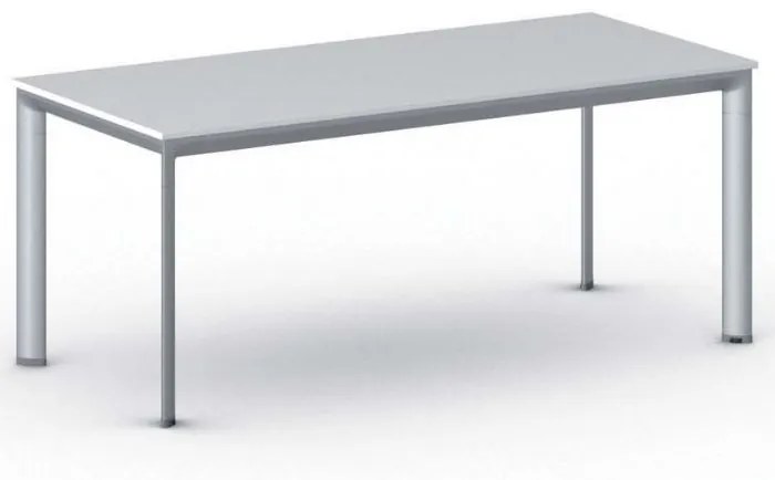 Kancelársky stôl PRIMO INVITATION, sivostrieborná podnož 1800 x 800 mm, biela