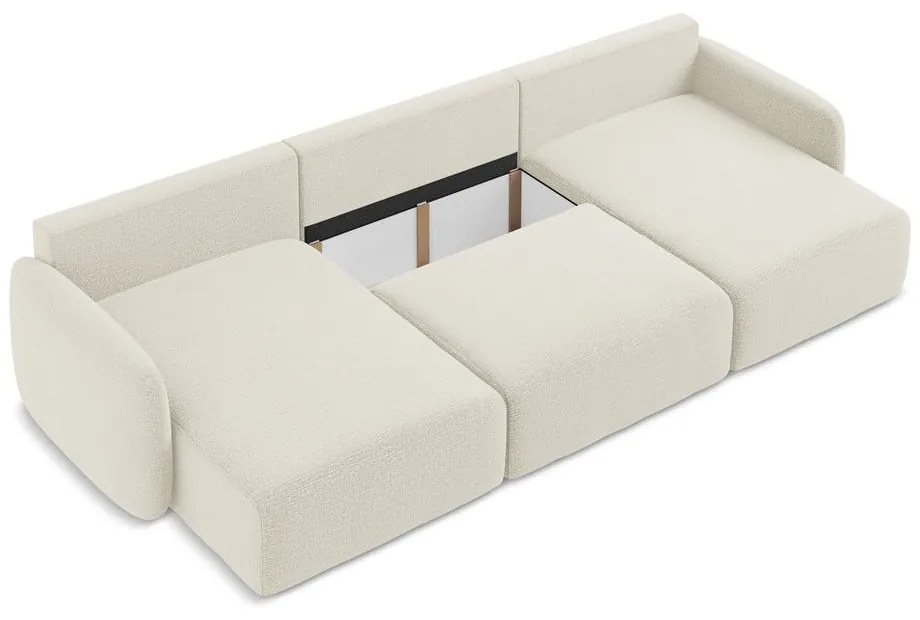 Krémovobiela rozkladacia/s úložným priestorom rohová pohovka Kalena – Makamii