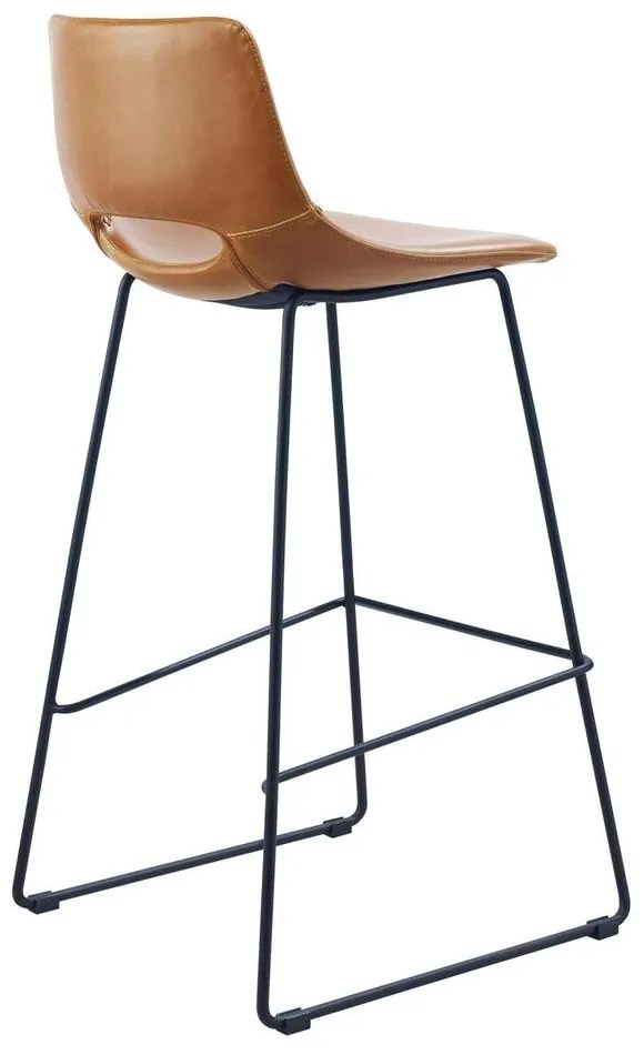 Koňakovohnedá barová stolička z imitácie kože (výška sedadla 76 cm) Zahara – Kave Home