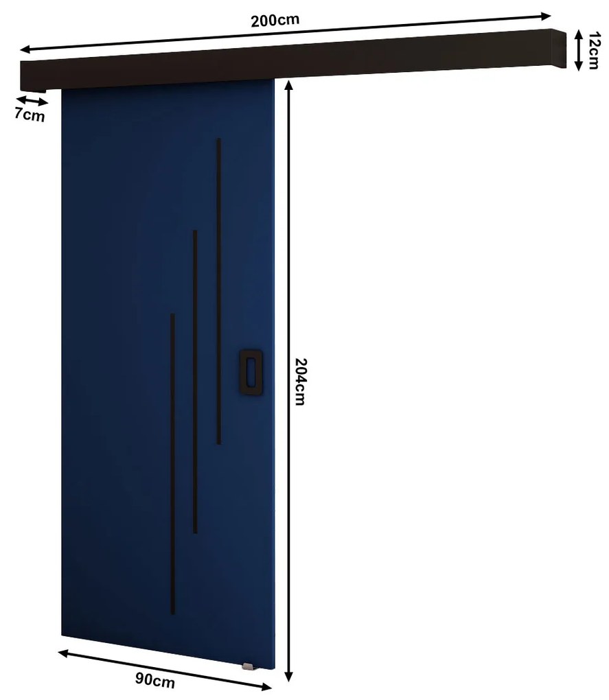 Posuvné dvere 90 cm Bethany VI (tmavomodrá + čierna matná). Vlastná spoľahlivá doprava až k Vám domov. 1043499