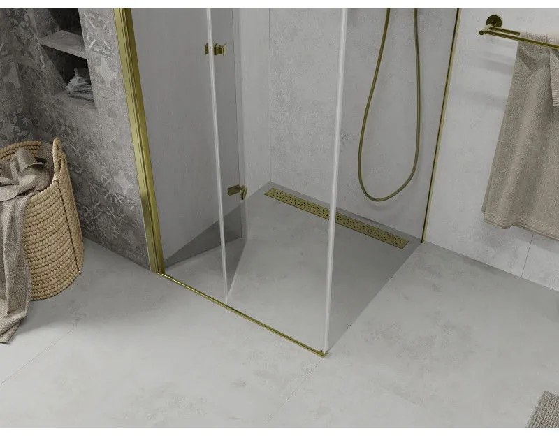 Mexen Lima sprchovací kút 80x80 cm, priehľadná, zlatá, 856-080-080-50-00