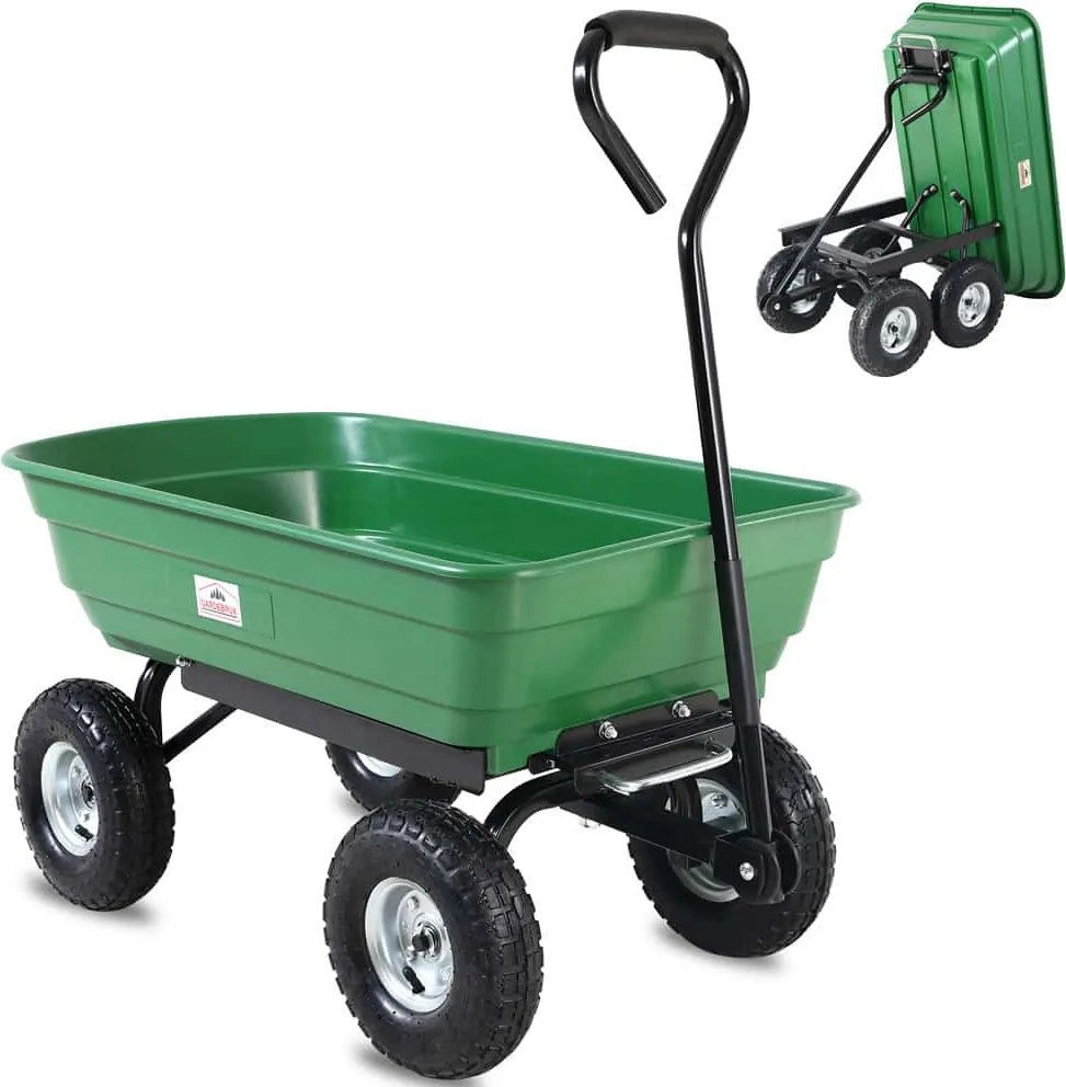 Záhradný vozík JEREMY s funkciou naklápania 51x103,5x92,5cm, zelená Gardebruk