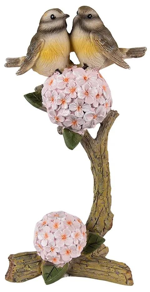 Veľkonočné dekorácie sýkorky na vetvičke s kvetmi - 10*6*19 cm
