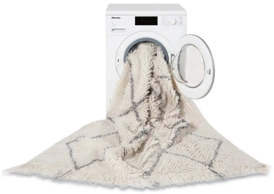 Krémový prateľný ručne tkaný vlnený koberec 140x200 cm Berber Soul – Lorena Canals