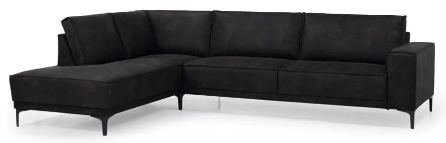 Antracitová rohová pohovka z imitácie kože (ľavý roh) Copenhagen – Scandic