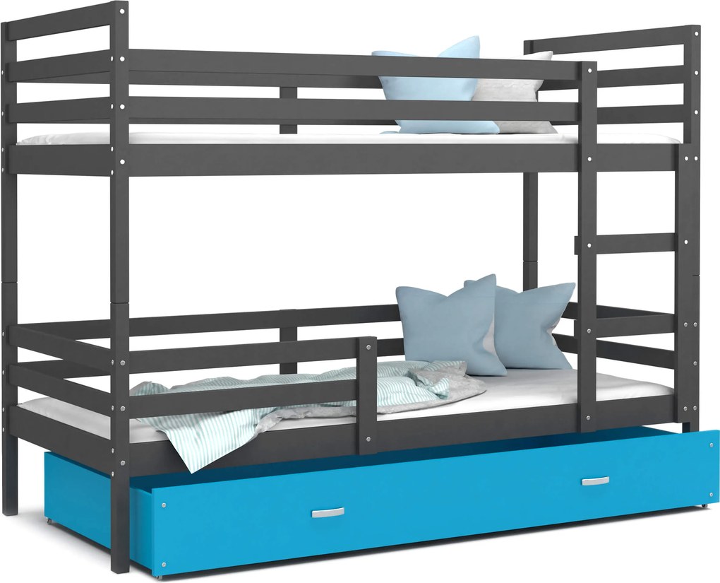 GL Dvojposchodová posteľ Erik 2 sivá Color Farba: Modrá, Rozmer: 190x80
