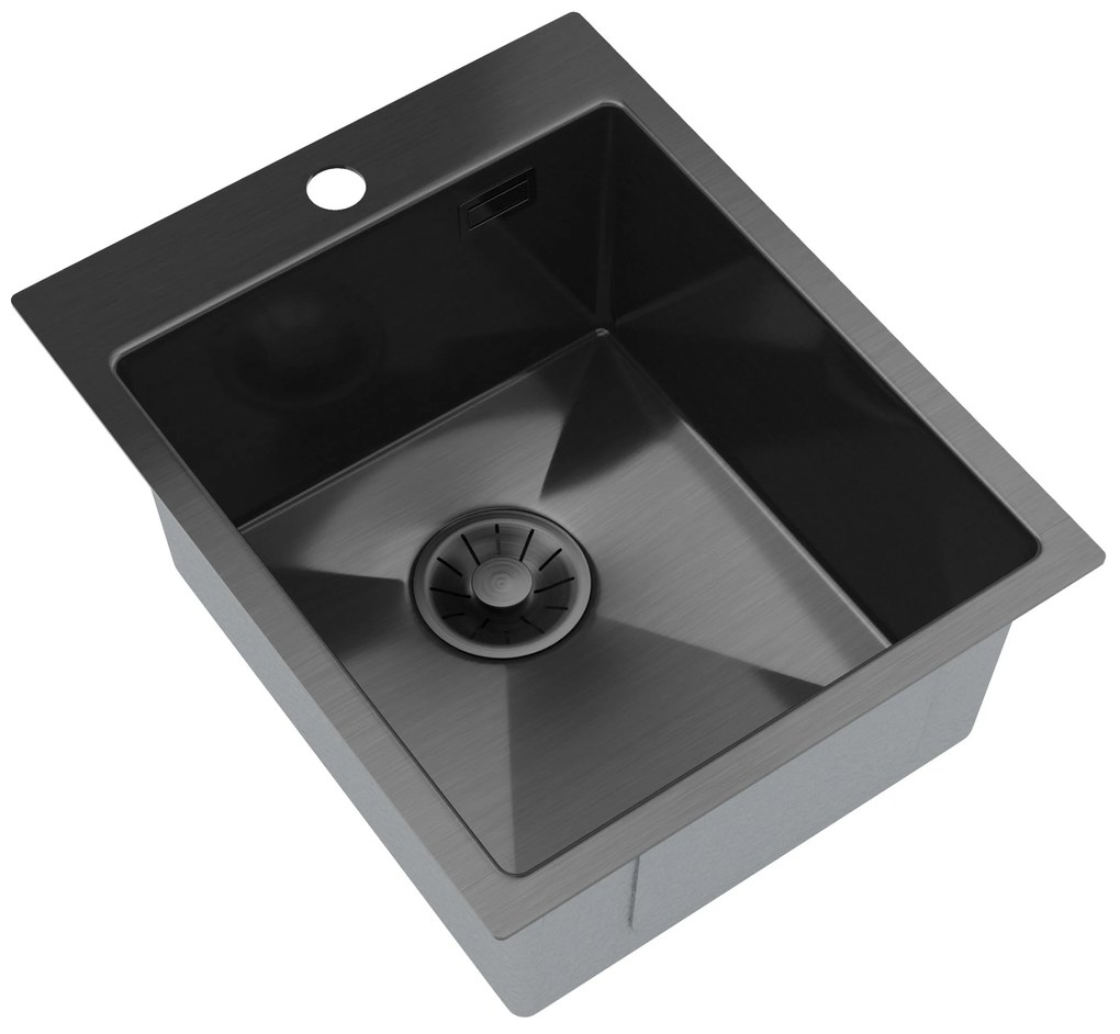 Gamma Gamma, 1-komorový nerezový drez 400x500x210 mm, grafitová, GMA-S4050-BK