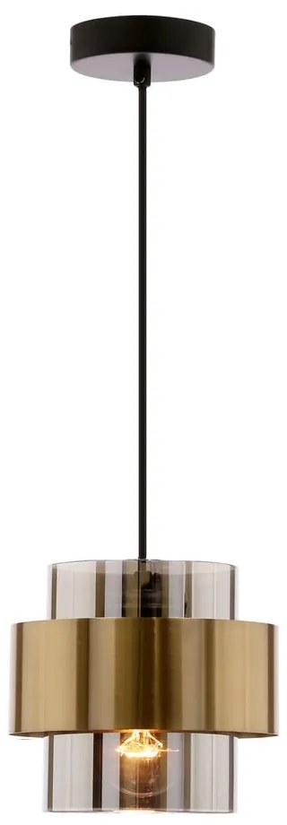 Čierne závesné svietidlo so skleneným tienidlom ø 18 cm Spiega – Candellux Lighting