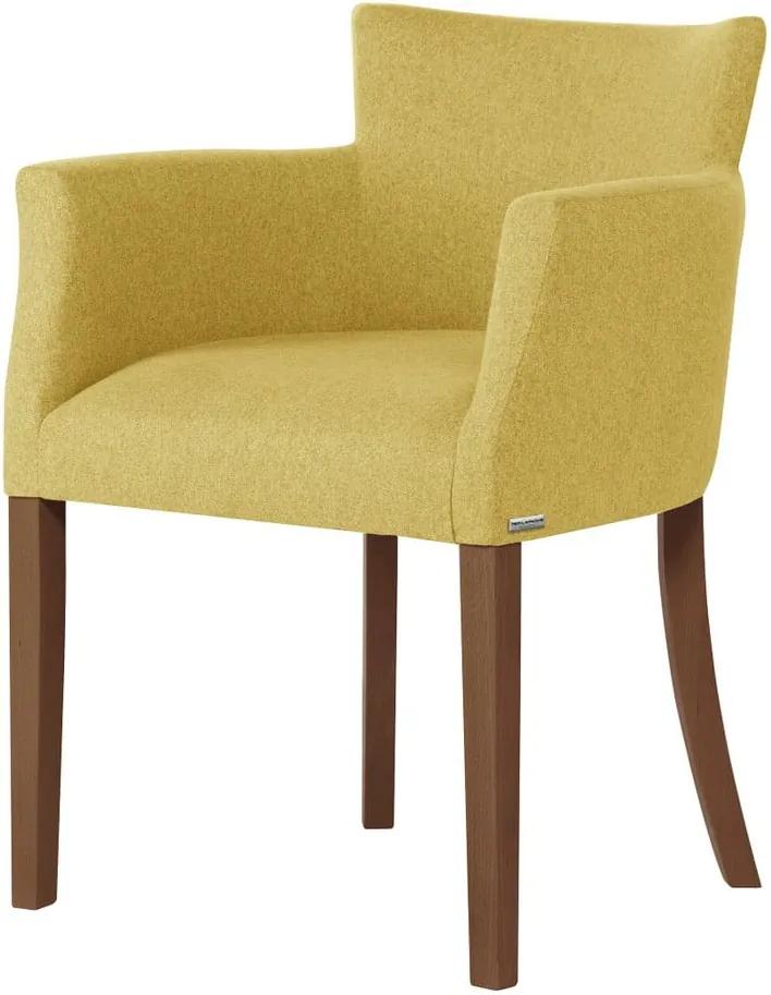 Žltá stolička s tmavohnedými nohami Ted Lapidus Maison Santal