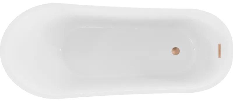 Mexen Alta, voľne stojaca vaňa 170 x 75 cm, biela, medený matný prepad, 52141707500-65