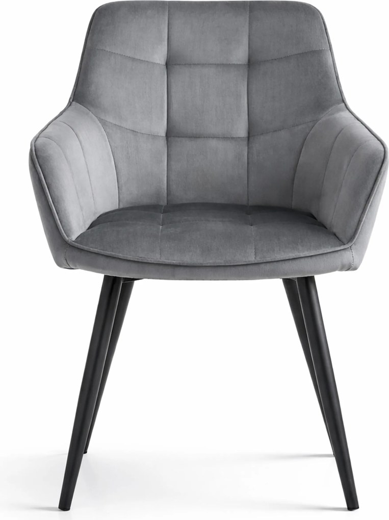 Jedálenské kreslo VARSI VELVET s čiernymi nohami, sivé
