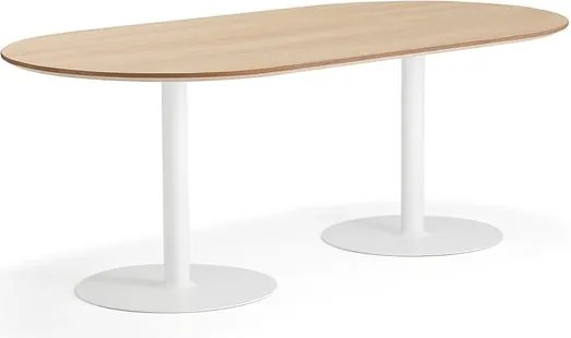 Stôl METRIC, ovál, 2000x1000x720 mm, biela/dub