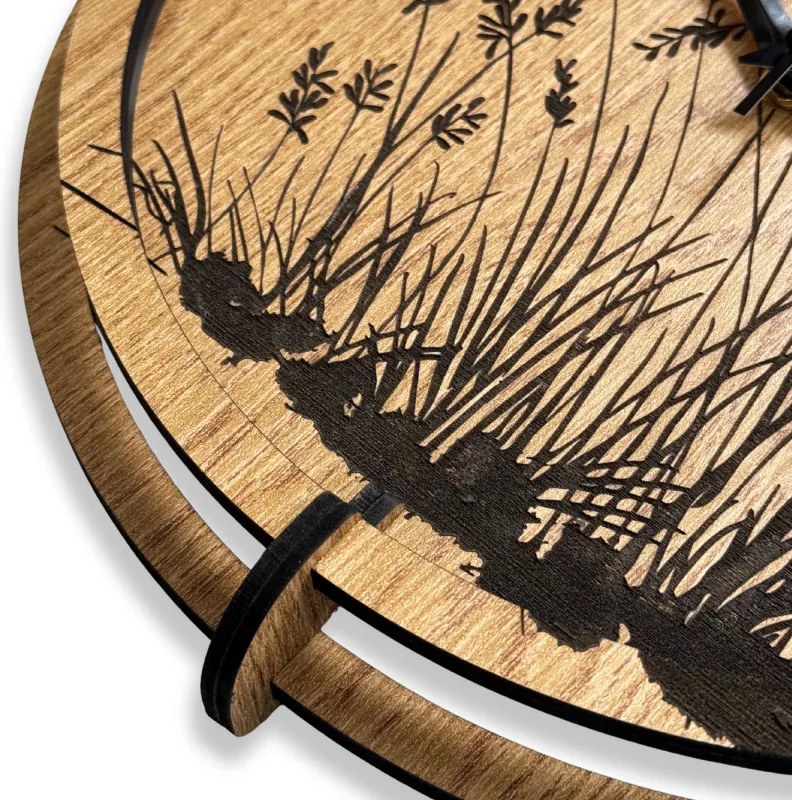 Drevené nástenné hodiny do obývačky prírodný dizajn | SENTOP HDF0587-OAK