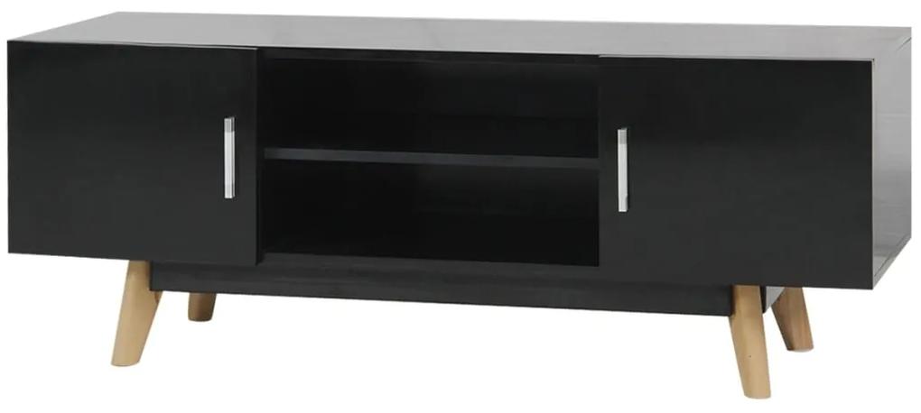 Vysoký lesklý televízny stojan, čierny, 120x40x46 cm, MDF 242993